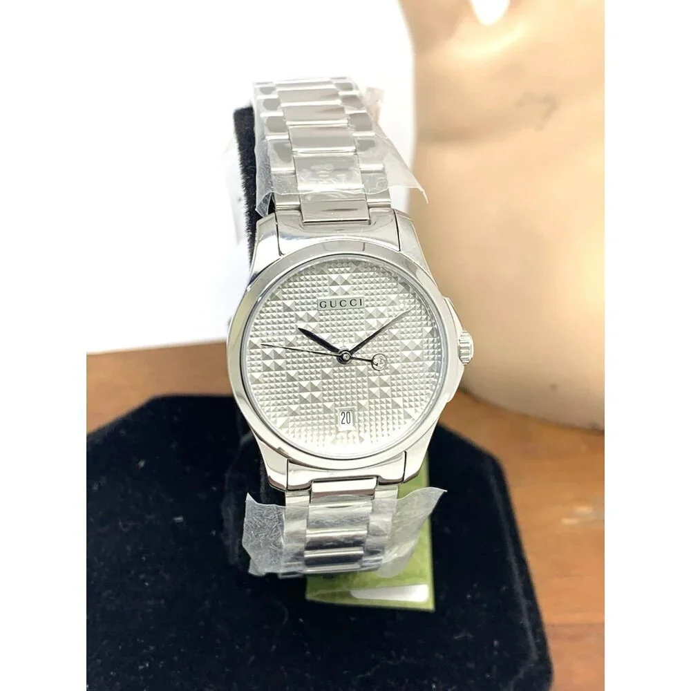 Gucci Women's Watch YA126551 G-Timeless Swiss Quartz Silver Dial Steel 27mm